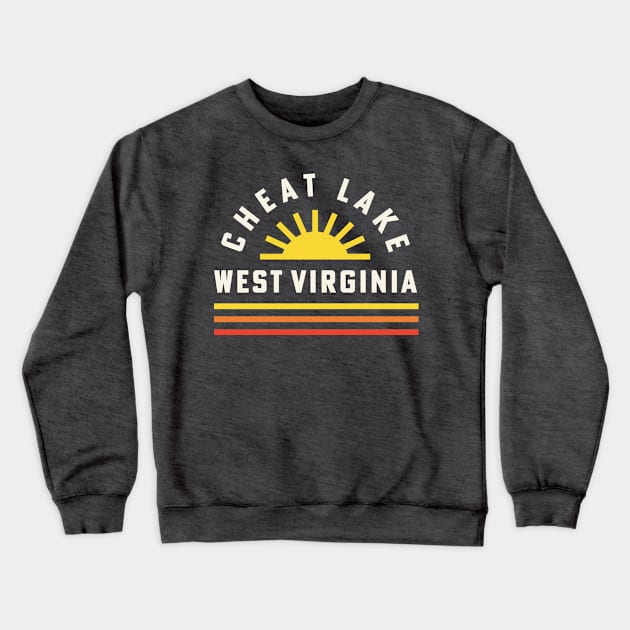 Cheat Lake West Virginia Camping Retro Vintage Sunshine Crewneck Sweatshirt by PodDesignShop